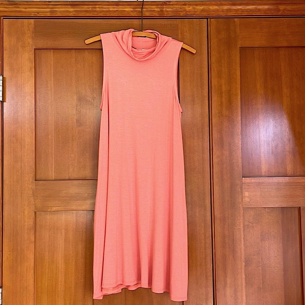 Coral Shift Dress with pockets